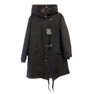 NEW Fay Women's Parka Coat Black Toggle Hood Flap Pocket Virgin Wool Medium